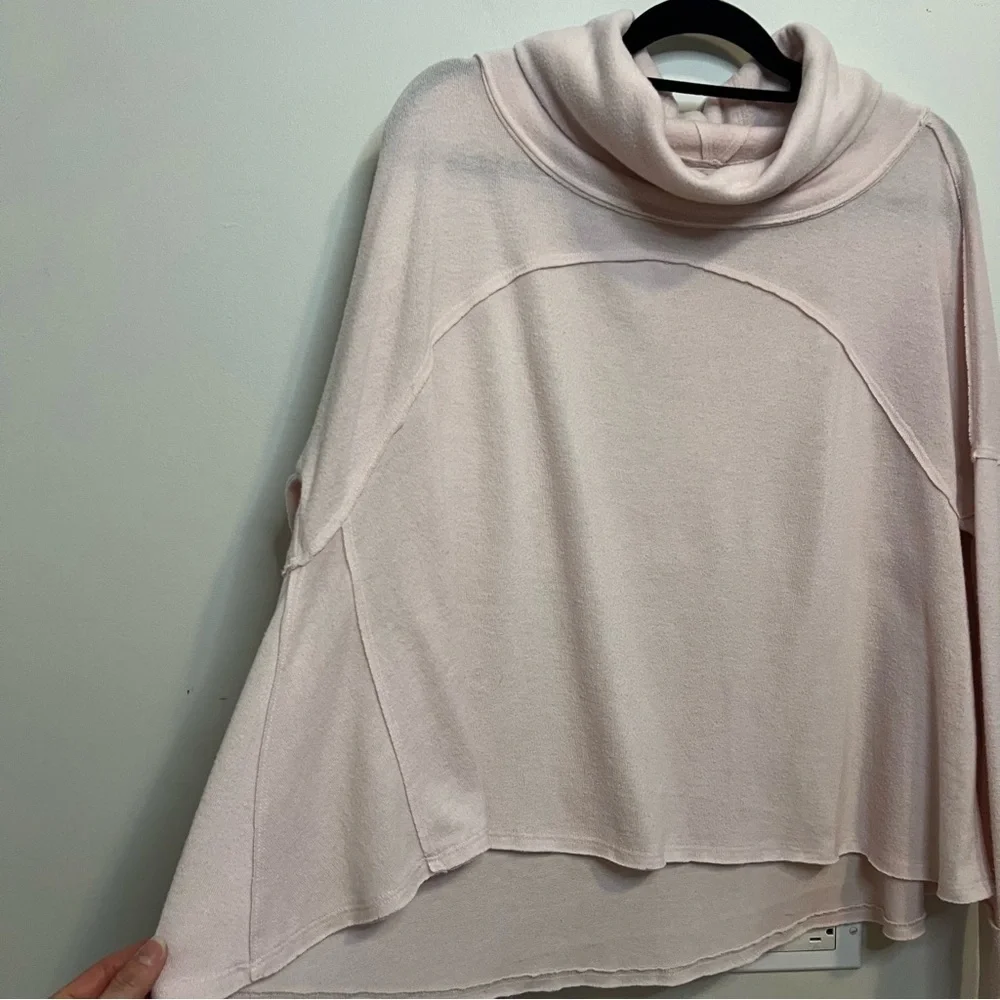 We The Free Soft Pink Cowl Neck Sweater Boho Loungewear Athleisure Indie Lounge